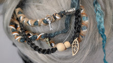 Load image into Gallery viewer, Aqua &amp; Tan Dread Lock Hair Clip Extensions (1pc)
