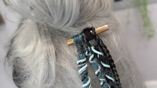 Load image into Gallery viewer, Aqua &amp; Grey Pentagram Dread Lock Hair Clip Extensions (1pc)

