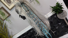 Load image into Gallery viewer, Aqua &amp; Grey Pentagram Dread Lock Hair Clip Extensions (1pc)
