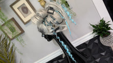 Load image into Gallery viewer, Aqua &amp; Grey Pentagram Dread Lock Hair Clip Extensions (1pc)
