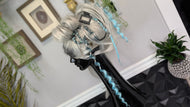 Aqua & Grey Pentagram Dread Lock Hair Clip Extensions (1pc)