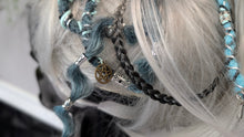 Load image into Gallery viewer, Aqua &amp; Grey Pentagram Dread Lock Hair Clip Extensions (1pc)
