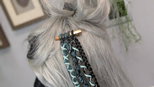 Load image into Gallery viewer, Aqua &amp; Grey Dread Lock Hair Clip Extensions (1pc)
