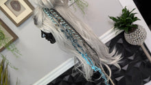 Load image into Gallery viewer, Aqua &amp; Grey Dread Lock Hair Clip Extensions (1pc)
