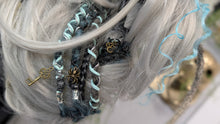 Load image into Gallery viewer, Aqua &amp; Grey Dread Lock Hair Clip Extensions (1pc)
