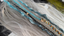 Load image into Gallery viewer, Aqua &amp; Tan Dread Lock Hair Clip Extensions (1pc)
