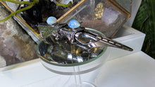 Load image into Gallery viewer, Gunmetal Finger Armour with Opalite Crystals
