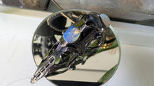 Load image into Gallery viewer, Gunmetal Finger Armour with Opalite Crystals
