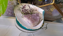 Load image into Gallery viewer, Amethyst Crystal &amp; Artificial Moss in Blue Seashell
