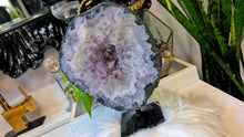 Load image into Gallery viewer, 9" Amethyst Quartz Crystal Portal Donut on Stand
