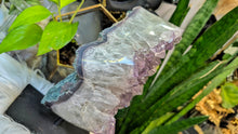 Load image into Gallery viewer, 10" Amethyst Prasiolite Crystal Cluster on Stand

