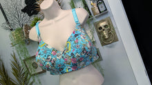 Load image into Gallery viewer, Torrid Curve Smooth Blue Nautical Tattoo Skull Bra 46D
