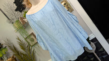 Load image into Gallery viewer, Fever Blue Off Shoulder Poet Sleeve Blouse Tunic Top XL
