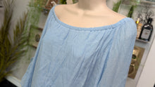 Load image into Gallery viewer, Fever Blue Off Shoulder Poet Sleeve Blouse Tunic Top XL
