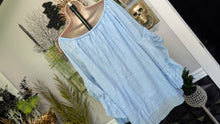 Load image into Gallery viewer, Fever Blue Off Shoulder Poet Sleeve Blouse Tunic Top XL
