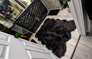 Black Faux Fur Lamb Skin Area Rug (approx 4'x6') Like New