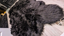 Load image into Gallery viewer, Black Faux Fur Lamb Skin Area Rug (approx 4'x6') Like New
