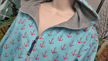 Load image into Gallery viewer, Charles River Pink Anchor Wind Jacket (grey sweatshirt all inside) MD
