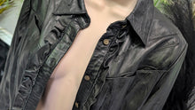 Load image into Gallery viewer, Peter Nygard Button Front Ruffle Leather Top sz8/SM-MD
