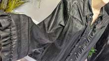 Load image into Gallery viewer, Peter Nygard Button Front Ruffle Leather Top sz8/SM-MD
