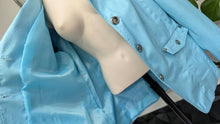 Load image into Gallery viewer, Allison Daley Pearl Blue Lightweight "Leather Look" Jacket sz14/XL
