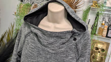 Load image into Gallery viewer, Roxy Grey Button Collar Hoodie Sweater Hoodie LG-XL
