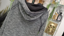 Load image into Gallery viewer, Roxy Grey Button Collar Hoodie Sweater Hoodie LG-XL
