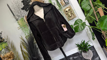 Load image into Gallery viewer, Juicy Couture Black Rhinestone Crown Crop Velour Hoodie XL NWT
