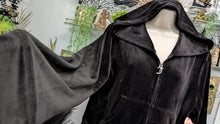 Load image into Gallery viewer, Juicy Couture Black Rhinestone Crown Crop Velour Hoodie XL NWT
