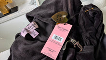 Load image into Gallery viewer, Juicy Couture Black Rhinestone Crown Crop Velour Hoodie XL NWT
