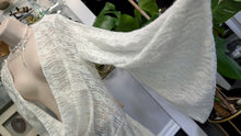 Load image into Gallery viewer, White Knit Backless Bell Sleeve Cover Up Sheer Dress Top MD-LG

