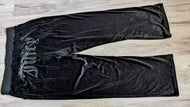 Juicy Couture Black Velour Rhinestone Logo Lounge Pants XL