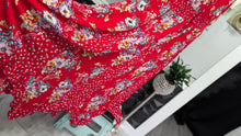 Load image into Gallery viewer, Bila Red Floral Rouched Belted Maxi Dress XXL
