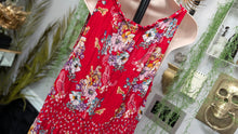 Load image into Gallery viewer, Bila Red Floral Rouched Belted Maxi Dress XXL
