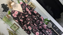 Load image into Gallery viewer, Pink &amp; Black Hi-Low Sheer Floral BlouSe Top XL-1X
