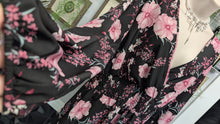 Load image into Gallery viewer, Pink &amp; Black Hi-Low Sheer Floral BlouSe Top XL-1X
