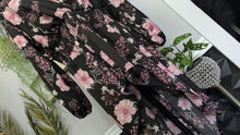 Load image into Gallery viewer, Pink &amp; Black Hi-Low Sheer Floral BlouSe Top XL-1X
