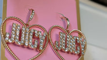 Load image into Gallery viewer, Juicy Couture Gold Rhinestone Hoop Heart Earrings NEW
