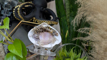 Load image into Gallery viewer, Aura Quartz, Selenite Crystal &amp; Artificial Moss in Seashell (stand Included)
