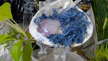 Load image into Gallery viewer, Amethyst &amp; Selenite Crystals in Moss Seashell (stand Included)
