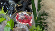 Amethyst, Citrine, Selenite Crystals & Artificial Moss in Seashell (stand Included)