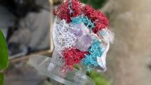 Load image into Gallery viewer, Amethyst &amp; Selenite Crystals in Moss Seashell (stand Included)
