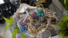 Load image into Gallery viewer, Druzy Amethyst, Selenite Crystals &amp; Artificial Moss in Seashell (Stand Included)
