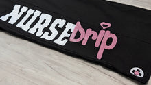 Load image into Gallery viewer, Nurse Drip Black &amp; Pink Glitter Medical Scrub Pants LG NWT

