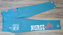 Load image into Gallery viewer, Nurse Drip Blue &amp; Pink Glitter Medical Scrub Pants SM
