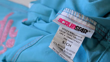 Load image into Gallery viewer, Nurse Drip Blue &amp; Pink Glitter Medical Scrub Pants SM
