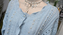 Load image into Gallery viewer, Baby Blue Philosophy Coquette Pearl Ruffle Cardigan XL-XXL (tag was ripped &amp; sewn)
