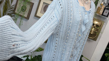 Load image into Gallery viewer, Baby Blue Philosophy Coquette Pearl Ruffle Cardigan XL-XXL (tag was ripped &amp; sewn)
