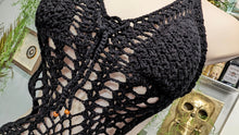Load image into Gallery viewer, Forever 21 Black Crochet Bathing Swim Suit XS NWT
