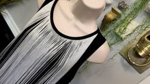 Load image into Gallery viewer, Pebble &amp; Stone Black Ombre Tassel Tank Top MD
